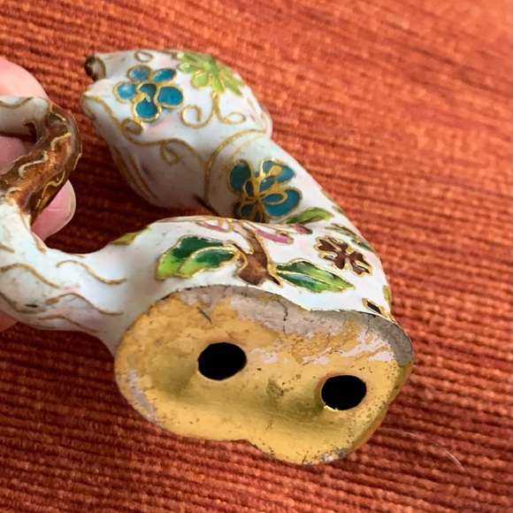 Vintage Sweet Cloisonné Flowers Cat Figurine - Picture 7 of 12